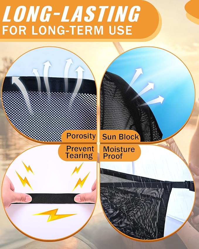 PLOZANO Boat Storage Bag with 3 Divisions, Adjustable Organizer, Mesh Tackle & Life Jacket Holder, Suspended Net for Leaning Post (32 INCH)