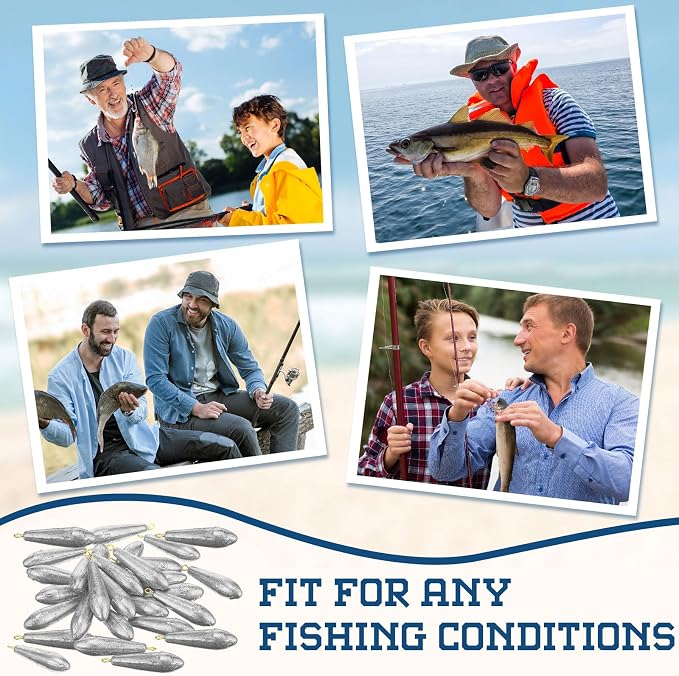 Landhoow Drop Shot Fishing Sinker Weights Kit Freshwater Catfishing Fishing Sinker Bass Casting Removable Line Saltwater Streamlined Snap Weight for Trolling Surf Tackle