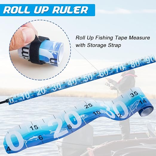 Fish Ruler Measuring Tape,2 Pack 36in/90cm Folding Fishing Ruler Roll Up Tape Measure Waterproof PVC Fish Measuring Tool for Boat Kayaks Coolers