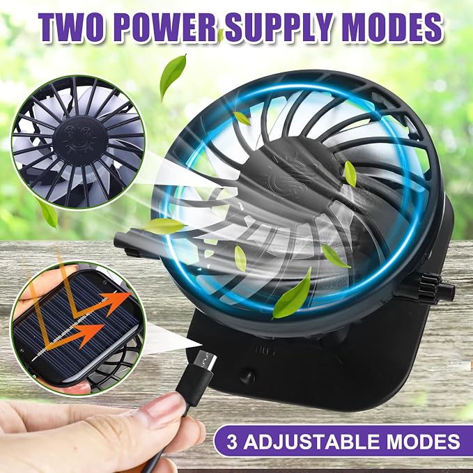 Chuarry Wide Brim Sun Hat with 2 Solar Fans and Neck Flap Outdoor Solar Powered USB Charging Bucket Fishing Hat for Men Women