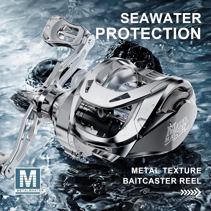 HAUT TON Matel Master Advanced Version Baitcaster reels,6.2:1Gear Ratio,5+1Ball Bearing,Bait clickers,12Lb Drag System Fishing Reels,for Saltwater,Freshwater