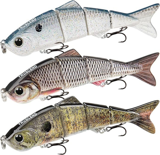 TRUSCEND Swimmax Easy Catch Fishing Lures with BKK Hooks, Wiggling, Vibrating, Rattling and Gurgling for More Bites, Heavy-Duty Dyneema Fiber Jointed Swimbaits for Bass, Trout, Crappie, Walleye, Pike