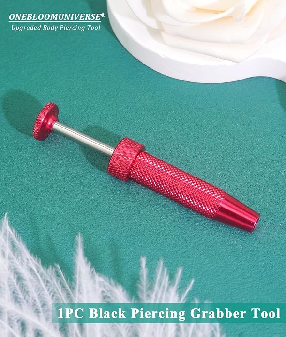 Upgraded Anti-Slip Piercing Ball Grabber Tool with Ergonomic Design for Changing Jewelry, Stainless Steel Jeweler Pick Up Tool 4 Claw Gem Piercing Changing Tool Body Piercing Kit for Ear Nose Lip