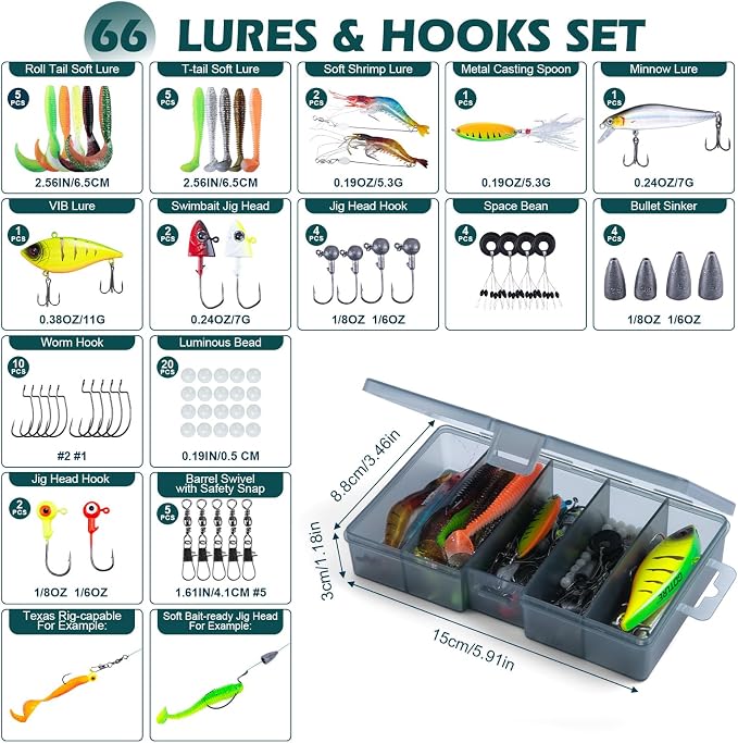 Goture Fishing Kits for Adult,Fishing Pole and Reel Combo, OpenSide Fishing Sling Tackle Storage Bag with 3 Tackle Boxes,Gift for Men