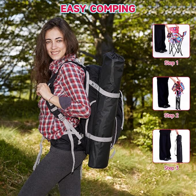 Lightweight Folding Camping Chair with Cup Holder Comfortable Portable Beach Chair with Carry Bag for Outdoor Sport Travel Fishing Picnic Hiking Backyard Tailgates