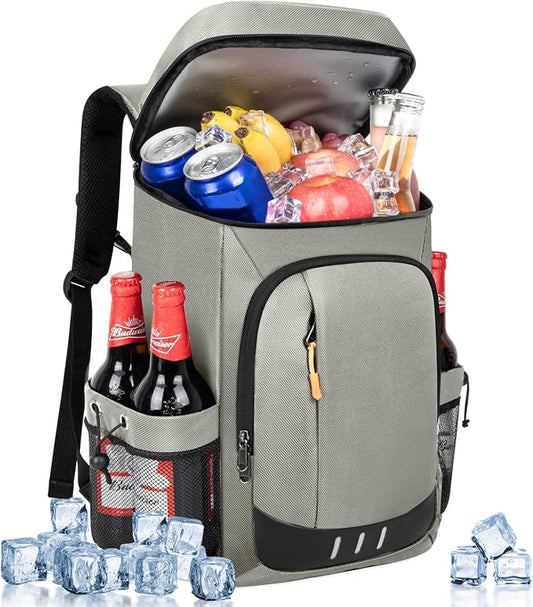 Cooler Backpack- 40 Cans Insulated Backpack Cooler for Men & Women Portable Leak Proof Lunch Backpack Cooler Bag for Beach Picnic Travel Work Camping Hiking-Grey