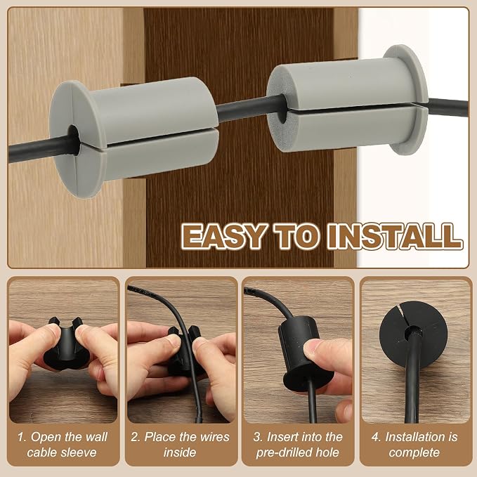 PATIKIL Wall Grommets for Cables 1-3/8", 2 Pcs Cable Routing Kit Silicone Hole Grommet Feed Through Bushing for Ethernet Accessories with 0.26" (6.5mm) Hole, White