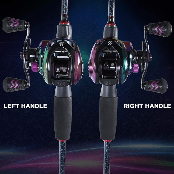 Sougayilang Baitcasting Reels - Colorful Fishing Reel, 8.0:1/7.3:1 Gear Ratios, 9+1 BB, Magnetic Braking System