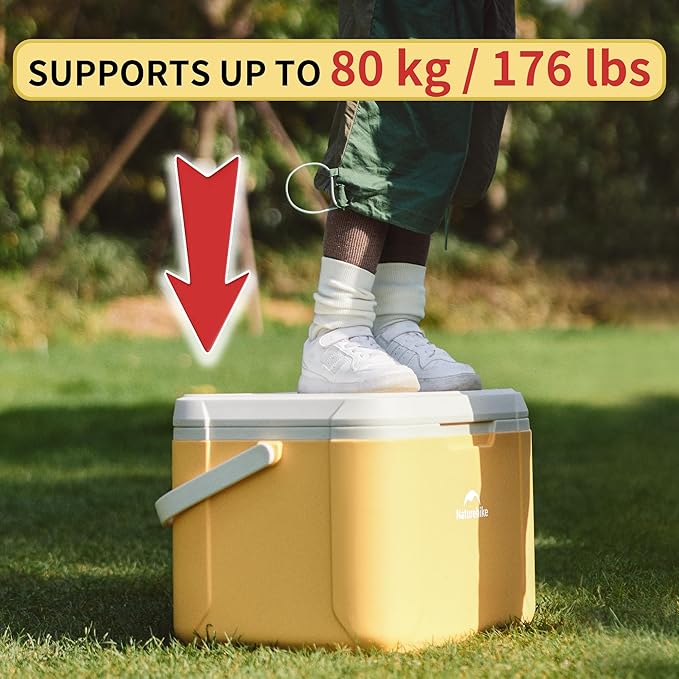 Naturehike 5.3/15/19 QT Hard Cooler, Insulated Ice Chest Box, Portable Ice Retention Cooler for Beach Camping Picnic Fishing Barbecue