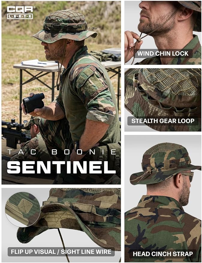 CQR Men's Tactical Boonie Hat, Breathable Packable Sun Hat for Hunting, Hiking, Fishing, Shooting, and Outdoor Activities