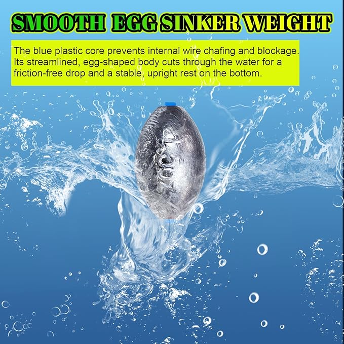 Pre-Rigged Carolina Rig Saltwater, Egg Sinker Grouper Rigs with 10 Circle Hooks, Stainless Steel Leader Fishing Wire, for Snapper Flounder Sea Bass Surf Fishing Bottom Rig