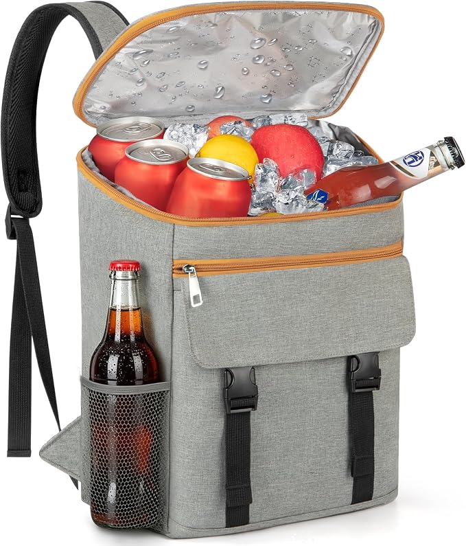 Backpack Cooler - 30 Cans Insulated Cooler Backpack for Men & Women Portable Leak Proof Lunch Backpack Cooler Bag for Beach Picnic Travel Work Camping Hiking-Grey