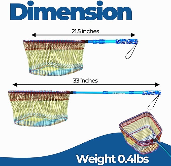 DaddyGoFish Kids Fishing Net - Extendable Telescopic Landing Net for Boy Girl Children Catching Small Fish Crab Shrimp Minnow Dragonfly Beach Pier Lake River Ocean