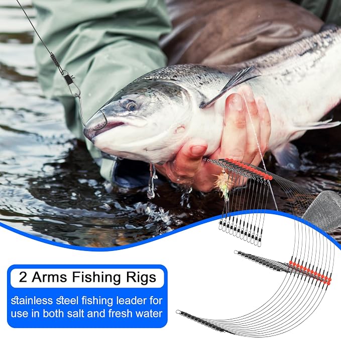 Fishing Leaders Saltwater Tackle Rig Surf Fishing Rigs with Swivel Snaps High Strength Wire Leader Bottom Rigs Fishing Gear Equipment for Lures Bait Hooks
