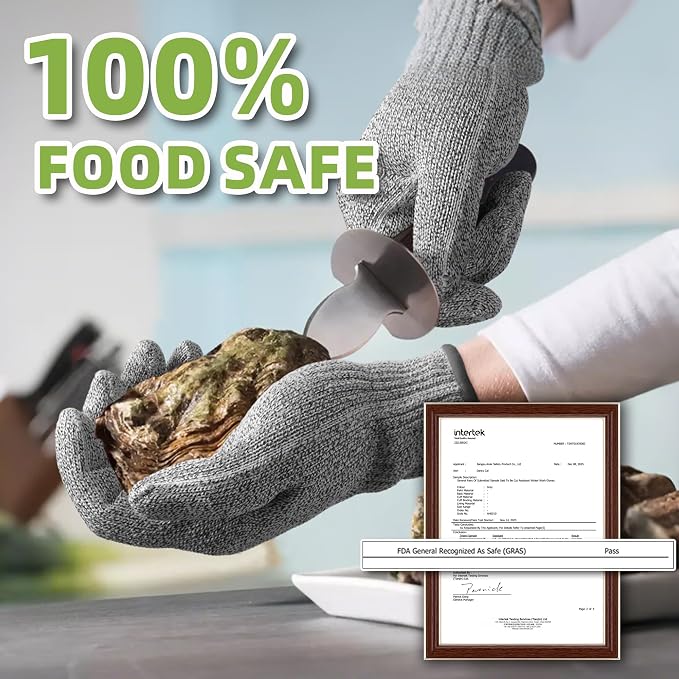 Schwer SlicePro ANSI A9 Cut Resistant Gloves, Food Grade Cutting Gloves for Kitchen Food Prep, Mandoline Gloves for Meat Cutting, Oyster Shucking, Fish Fillet Processing, PR1501-G, 2 Pairs, M