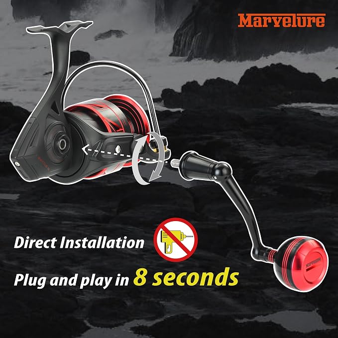 Foldable Power Handle for Penn Fierce III IV, Battle III HS Spinning Reel Replacement Handle (Not for Fierce Live Liner)
