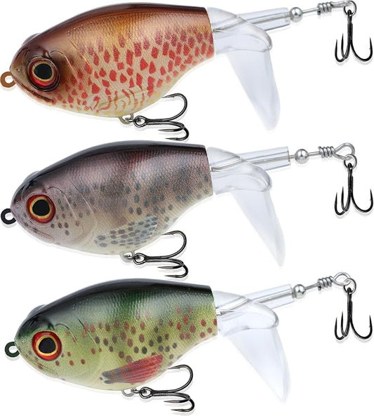 EXAURAFELIS Propeller Lure Bubble Popper luresFishing Lure Top Water Lure Bass Lures Popobait Fishing Lures Bass Lures Topwater Bait for Bass Pike Perch, Floating Pencil Bass Bait with Tackle Box