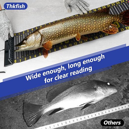 THKFISH 53in Fish Ruler with Measuring Board, Portable Waterproof Folding Fishing Ruler Fish Measuring Tape for Boat, Kayak, Coolers, Yacht and Workbench