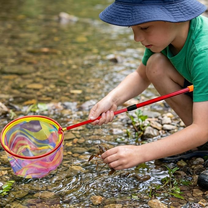 Fishing Net with Bucket Fishing or 3 Pack Retractable Lightweight Landing Net with Aluminum Rod Handle Kids Fishing Nets for Youth Catch and Release Butterfly Nets