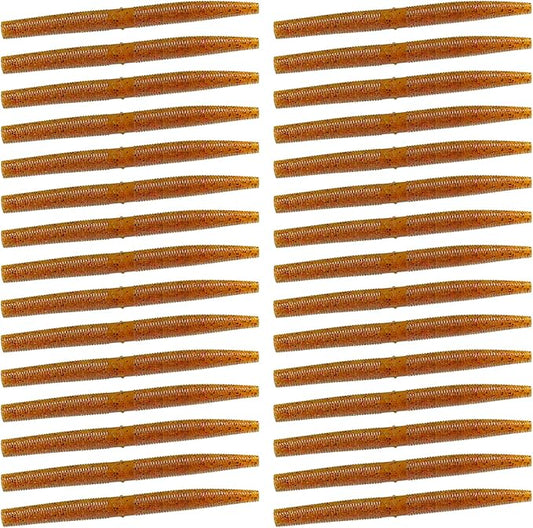 30Pcs Artificial Soft Baits Earthworm Salts Scent Soft PVC Stick Baits Slow Sinking Wobblers Elastic Soft Noodles Lures