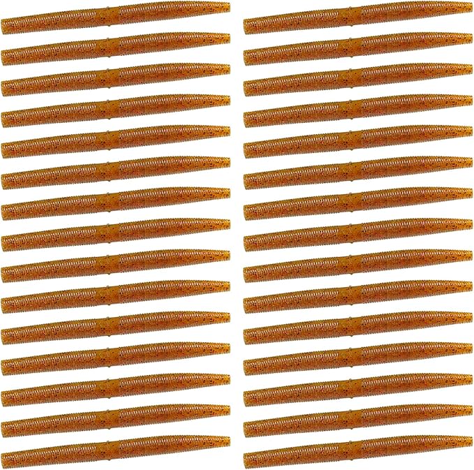 30Pcs Artificial Soft Baits Earthworm Salts Scent Soft PVC Stick Baits Slow Sinking Wobblers Elastic Soft Noodles Lures