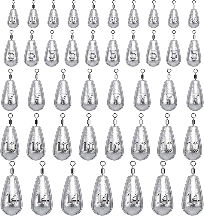 Fishing Weights Sinkers Kit Bass Casting Weights Drop Shot Weights with Swivel for Freshwater Saltwater Catfish Weights
