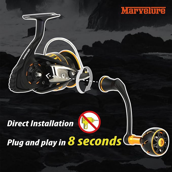 Mambda Series Power Handle 2.48'' (63 mm) Compatible for Daiwa BG 1500-3000 Spinning Reel Replacement Handle (Not for Lock-Type BG-H)
