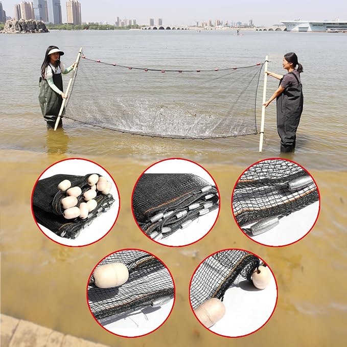 BasicGear Professional Seine Net | 5 to 50 ft | Ultra Strong | Maximizes Catch | Ideal for Both Commercial and Recreational Fishing