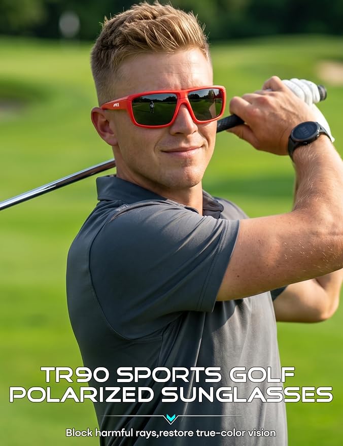 ATTCL Polarized Sunglasses Men for Fishing: UV Protection Lightweight TR90 Sports Wrap Sun Glasses Driving Golf Running