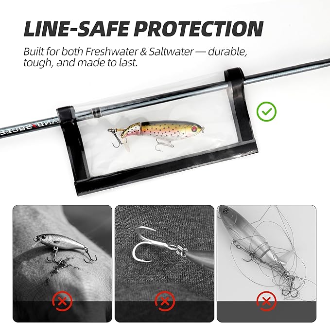 Fishing Lure Wraps 10 Pack – Clear PVC Hook Covers & Lure Covers for Fishing Rods – Durable Protects Hooks & Gear for Freshwater & Saltwater Fishing Gear