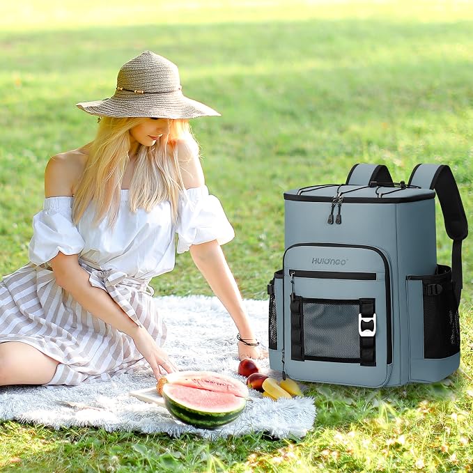 Hulongo Cooler Backpack, 30L Insulated Leakproof Soft Cooler Bag for 52 Cans, Lightweight Backpack for Beach, Picnic, Camping, Hiking, Fishing and Travel