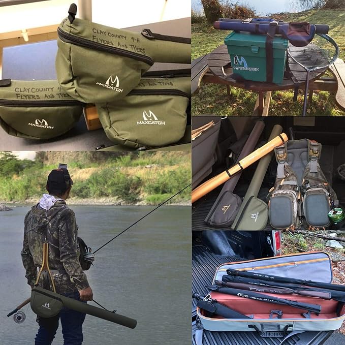 M MAXIMUMCATCH Maxcatch Fly Fishing Rod Case with Reel Pouch, Complete Rod Protection Bag, For 9FT 2 Pieces/ 4 Pieces Rod, Single (Gray, 10' 4sec)