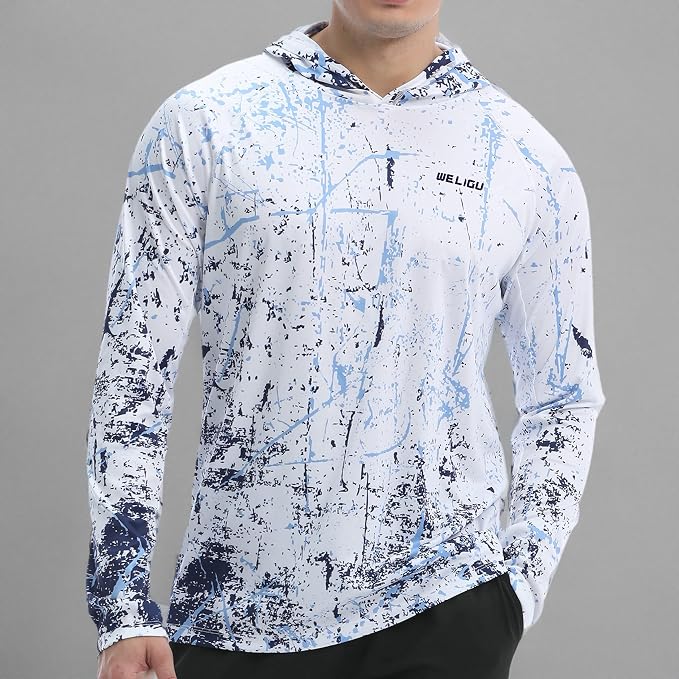 Men's UPF 50+ Sun Protection Hoodie Shirt Long Sleeve SPF Fishing Outdoor UV Hiking Lightweight Shirts