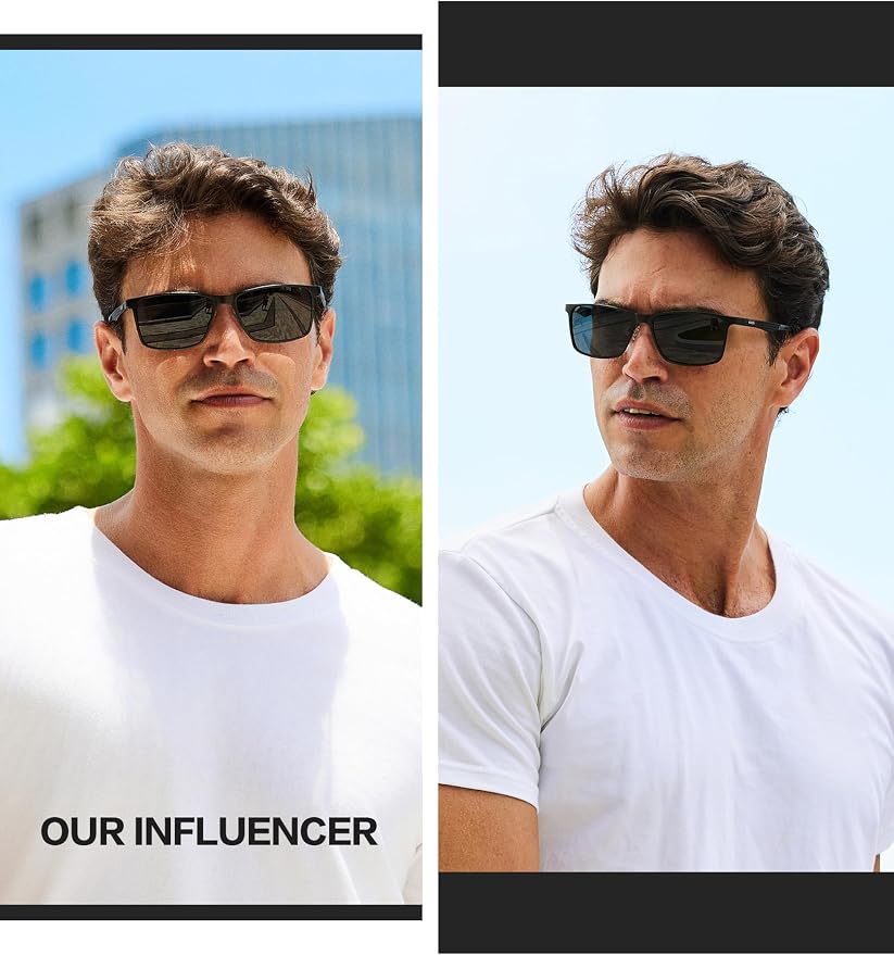 BIRCEN Polarized Mens Sunglasses for Driving: UV Protection Al-Mg Metal Sunglasses Lightweight Shades for Fishing Travel Golf