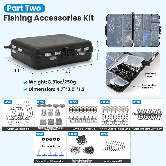 Pro 3-Layer FishingTackle Box Kit with Accessories Set,Including Saltwater and Freshwater Lures,Tools,Spacious Storage,All-in-One Bass Fishing Gear Set & Gift for Men(339pcs Fishing Tackle Box)
