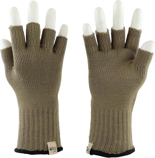 Merino Wool Fingerless Gloves - Hunting and Fishing Liner - Half Finger Warm Knitted Gloves