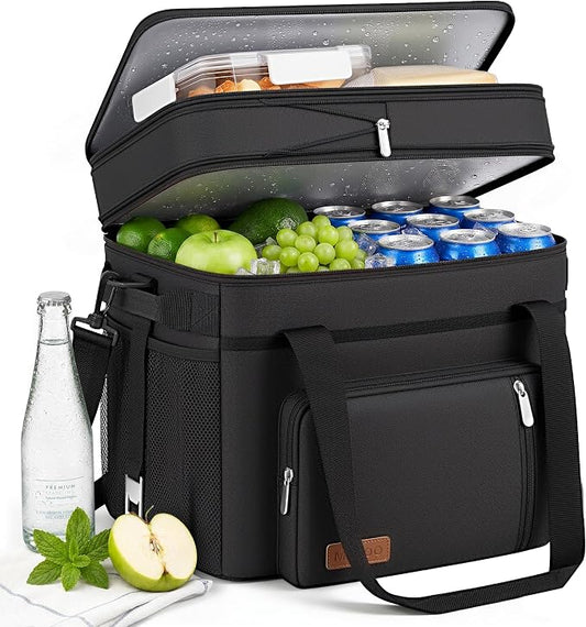 MIYCOO Cooler Bag Double Deck - 60 Can Leakproof Insulated Portable Soft Lunch Cooler, Extra Large Expandable Ice Chest Cooler for Beach, Picnic, Camping, Shopping