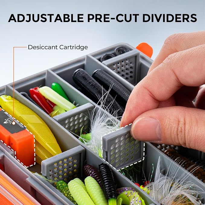 KastKing HyperSeal 3500 Double-Sided Waterproof Fishing Tackle Box – Adjustable Dividers, EVA Foam Jig Storage, Lure & Terminal Tackle Organizer,1 Pack