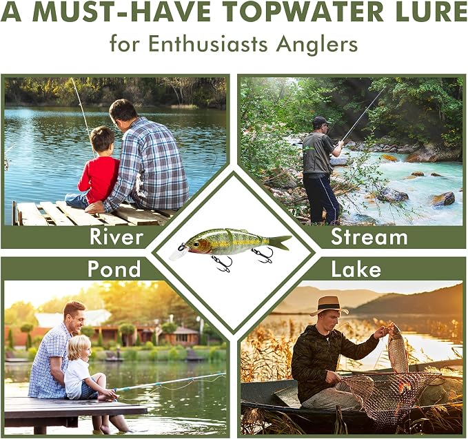 TRUSCEND Swimmax Easy Catch Fishing Lures with BKK Hooks, Wiggling, Vibrating, Rattling and Gurgling for More Bite, Heavy-Duty Dyneema Fiber Jointed Swimbaits for Bass, Trout, Walleye, Crappie, Pike