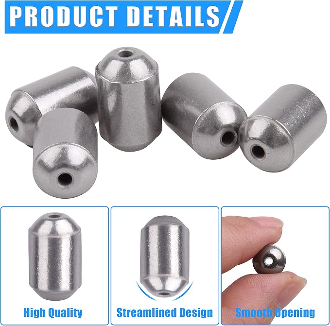 Fishing Weights Egg Sinkers Kit,42pcs Lead Free Fishing Weights Slip Sinkers for Fishing Lines Steel Barrel Weights for Freshwater Saltwater Bass Trout Walleye Fishing