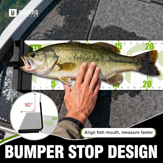 Booms Fishing 59" Fish Ruler: Foldable Fishing Ruler - Waterproof Fish Measuring Tape with Bump Board - Saltwater Fishing Measuring Tool for Angler, RL4 Green with White