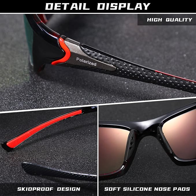 TOODOO 4 Pairs Men Polarized Sunglasses with UV Protection Driving Glasses Sports for Sport Outdoor Activities