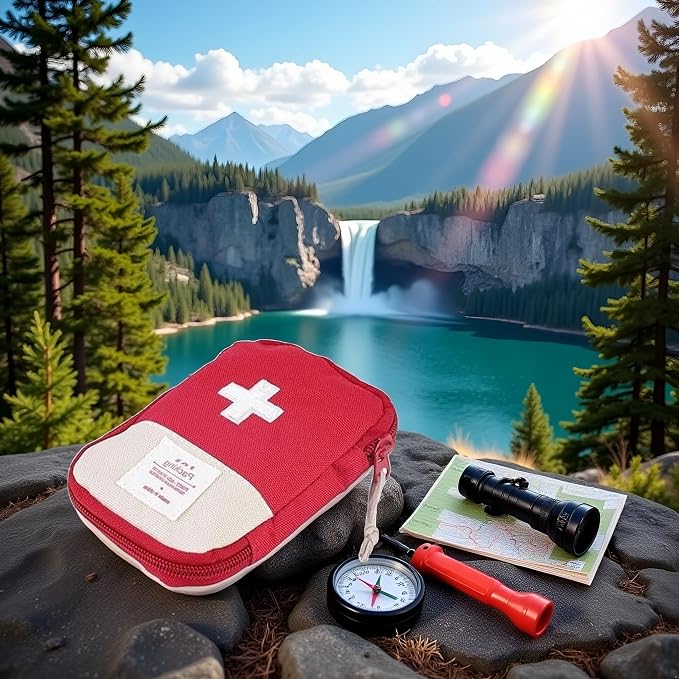 Red Portable Mini First Aid Kit,Outdoor Camping Family Survival First Aid Kit Cross Pattern Safety and Survival Camping and Hiking