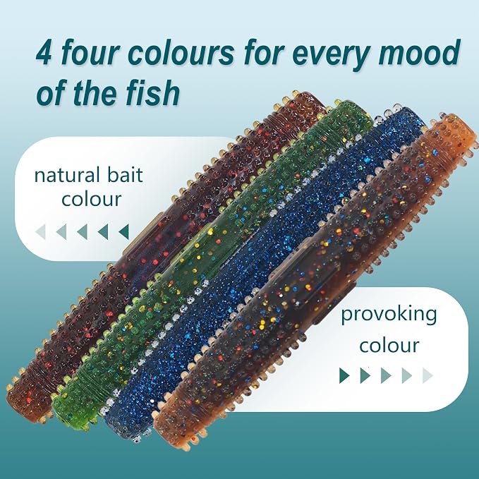 Senko Worms for Bass Fishing, Wacky Worms, Reaction Lure, Soft Plastic Bait for Ned rig, Fishing Lure Kit for Freshwater Bass