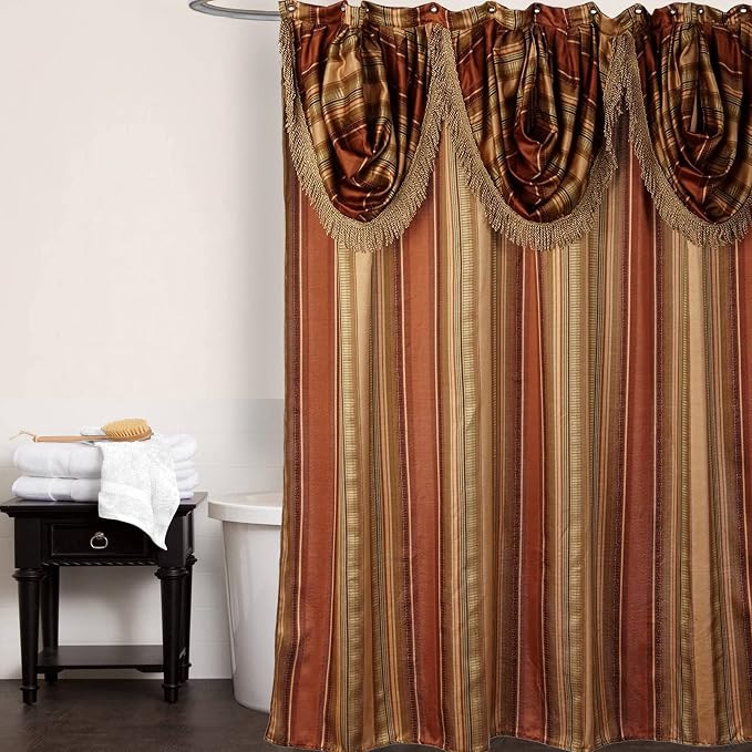 Zahari Home 13pc Contempo Bathroom Shower Curtain Sets Luxury Classic Shower Curtain & 12 Shower Curtain Hooks Contemporary Fabric Shower Curtain Unique Design Stylish Striped Shower Curtain Set