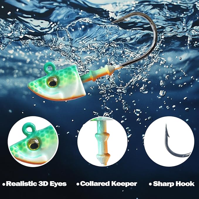 Swimbait Jig Head Swimbait Jigs with 3D Eyes Minnow Jig Heads for Fishing Saltwater 10 pcs/Set