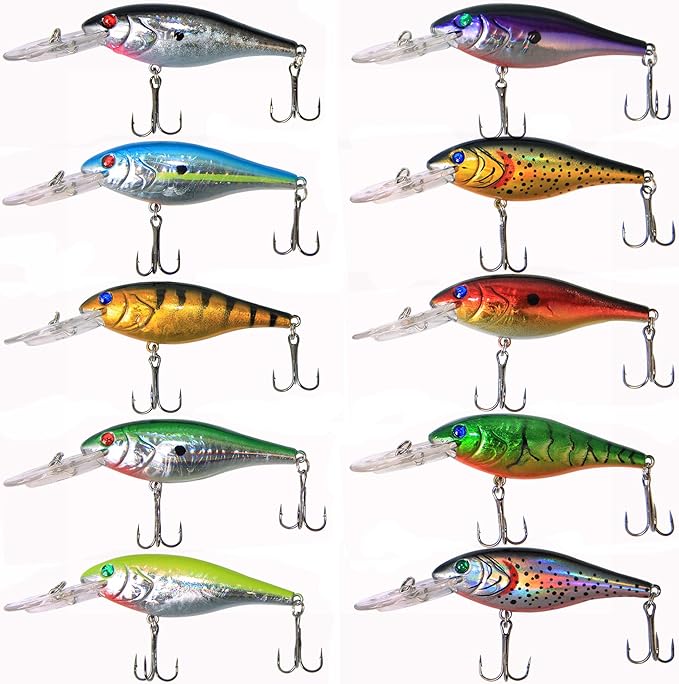 Fishing Lures Hard Bait Minnow Swimbait Crankbait Jerkbait Lure with Treble Hooks 3D Eyes Freshwater Saltwater Fishing Lures for Bass Trout Walleye Pike Catfish