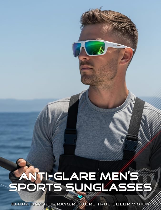 ATTCL Polarized Sunglasses Men Sports: UV Protection Lightweight TR90 Frame Anti-Slip Wrap-Around for Driving Fishing Golf