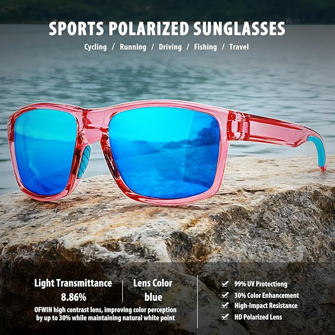 Sports Polarized Sunglasses for Men Women UV Protection Unbreakable Driving Running Fishing Hiking Sun Glasses