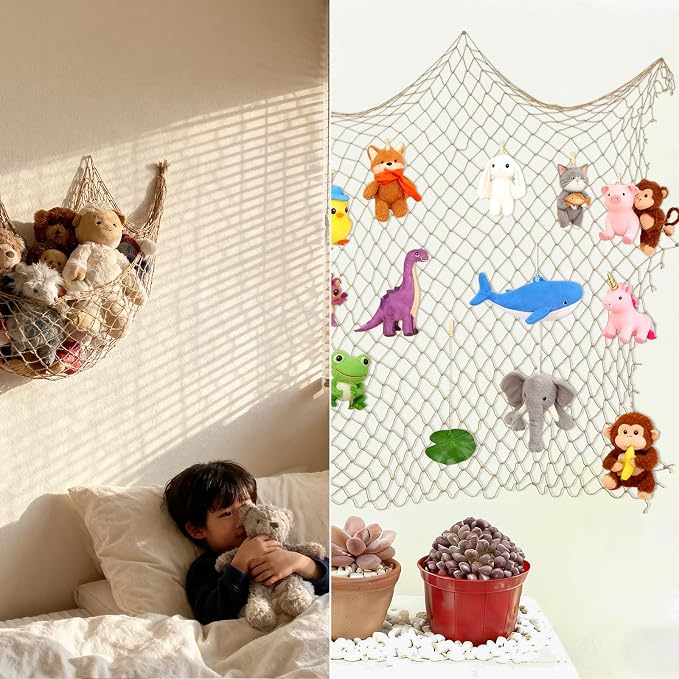 Patioland Decorative Fishing Net 2 Pack, 80x40 Inch Large Caramel Fish Net Decor for Wall, Photo Display, Nautical Mermaid Pirate Ocean Themed Beach Hawaii Under the Sea Party Decorations
